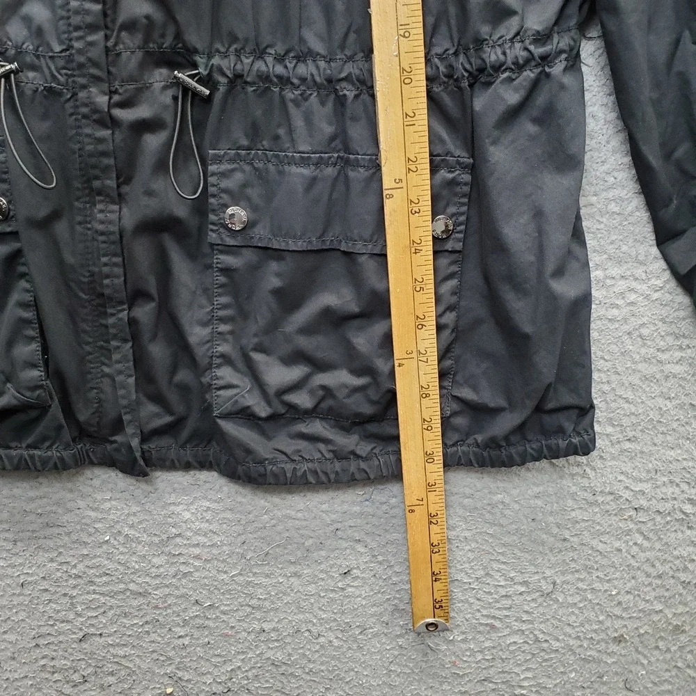 Michael Kors Anorak Rain Jacket Womens 2X Black Utility Hooded Snap Inside Zip